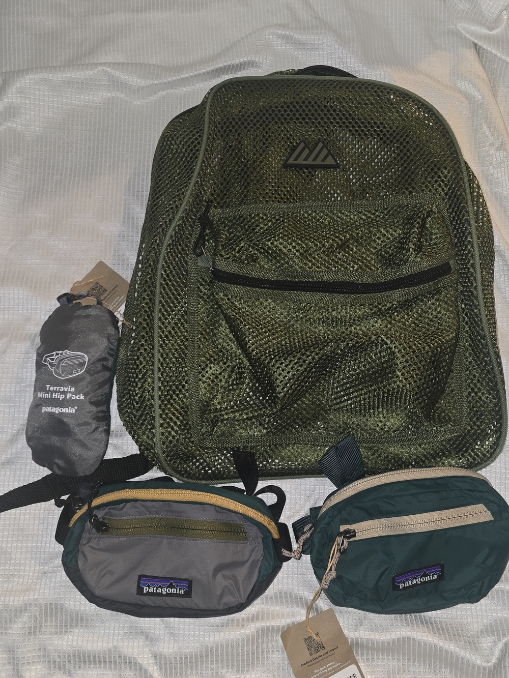 G Mesh Backpack + Your Choice of Patagonia Mini Terravia Hip Pack